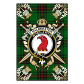 Halkerston Tartan Crest Black Garden Flag - Gold Thistle Style