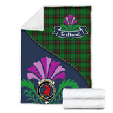Halkerston Tartan Crest Premium Blanket - Thistle Style