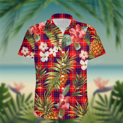 Hamilton Tartan Hawaiian Shirt Hibiscus, Coconut, Parrot, Pineapple - Tropical Garden Shirt