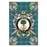 Hamilton Hunting Ancient Tartan Crest Black Garden Flag - Gold Thistle Style