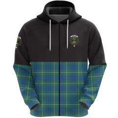 Hamilton Hunting Ancient Clan Half Of Tartan Zipper Hoodie