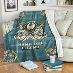 Hamilton Hunting Ancient Tartan Gold Courage Symbol Blanket