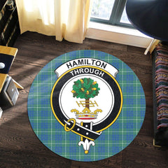 Hamilton Hunting Ancient Tartan Crest Round Rug