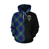 Hamilton Hunting Modern Tartan Hoodie Half of Me - Cross Style
