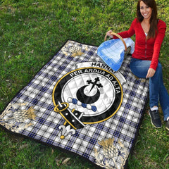 Hannay Modern Tartan Crest Premium Quilt - Gold Thistle Style
