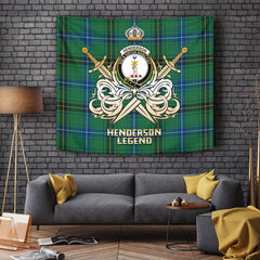 Henderson Ancient Tartan Crest Tapestry - Legend Gold Style