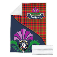 Hepburn Tartan Crest Premium Blanket - Thistle Style
