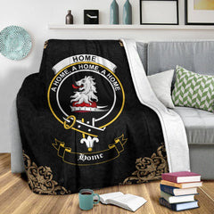 Home (or Hume) Crest Tartan Premium Blanket Black