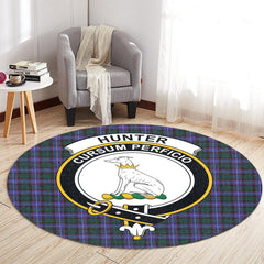 Hunter Modern Tartan Crest Round Rug