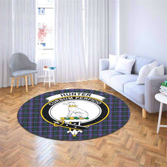 Hunter Modern Tartan Crest Round Rug