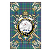 Inglis Ancient Tartan Crest Black Garden Flag - Gold Thistle Style