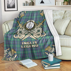 Inglis Ancient Tartan Gold Courage Symbol Blanket