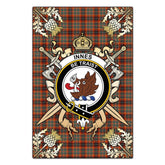 Innes Ancient Tartan Crest Black Garden Flag - Gold Thistle Style