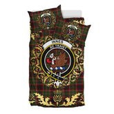 Innes of Cowie Tartan Crest Bedding Set - Golden Thistle Style
