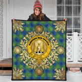 Johnston Ancient Tartan Crest Premium Quilt - Gold Thistle Style