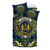Johnston Modern Tartan Crest Bedding Set - Golden Thistle Style