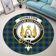 Johnston Modern Tartan Crest Round Rug