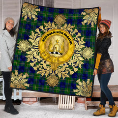Johnston Modern Tartan Crest Premium Quilt - Gold Thistle Style