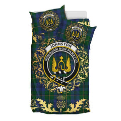 Johnston (Johnstone) 02 Tartan Crest Bedding Set - Golden Thistle Style