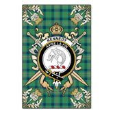 Kennedy Ancient Tartan Crest Black Garden Flag - Gold Thistle Style