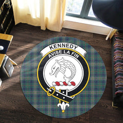 Kennedy Modern Tartan Crest Round Rug