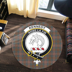 Kennedy Weathered Tartan Crest Round Rug