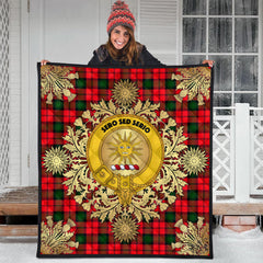 Kerr Modern Tartan Crest Premium Quilt - Gold Thistle Style