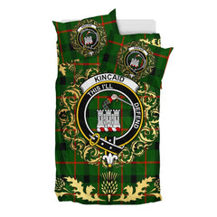 Kincaid Modern Tartan Crest Bedding Set - Golden Thistle Style