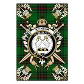 Kinnear Tartan Crest Black Garden Flag - Gold Thistle Style