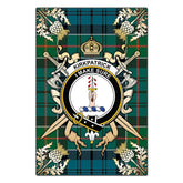 Kirkpatrick Tartan Crest Black Garden Flag - Gold Thistle Style