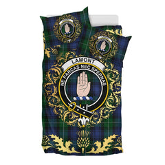 Lamont 2 Tartan Crest Bedding Set - Golden Thistle Style