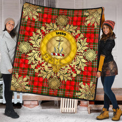Langlands Tartan Crest Premium Quilt - Gold Thistle Style