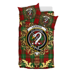 Lennox Tartan Crest Bedding Set - Golden Thistle Style