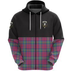 Lindsay Ancient Clan Half Of Tartan Zipper Hoodie