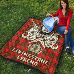 Livingstone Modern Tartan Crest Legend Gold Royal Premium Quilt