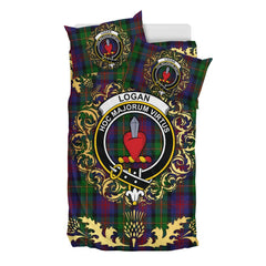Logan 03 Tartan Crest Bedding Set - Golden Thistle Style