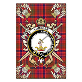 Lumsden Modern Tartan Crest Black Garden Flag - Gold Thistle Style