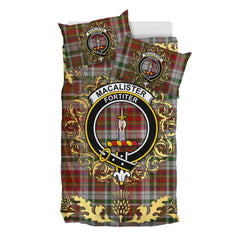 MacAlister Dress Tartan Crest Bedding Set - Golden Thistle Style