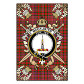 MacAlister Modern Tartan Crest Black Garden Flag - Gold Thistle Style