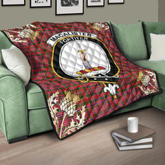 MacAlister Modern Tartan Crest Premium Quilt - Gold Thistle Style
