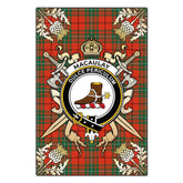 MacAulay Ancient Tartan Crest Black Garden Flag - Gold Thistle Style