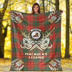 MacAulay Ancient Tartan Gold Courage Symbol Blanket