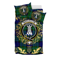 MacCallum Modern Tartan Crest Bedding Set - Golden Thistle Style