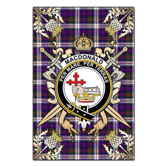 MacDonald Dress Modern Tartan Crest Black Garden Flag - Gold Thistle Style