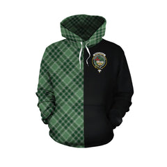 MacDonald Lord of the Isles Hunting Tartan Hoodie Half of Me - Cross Style