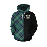 MacDonald of the Isles Hunting Ancient Tartan Hoodie Half of Me - Cross Style
