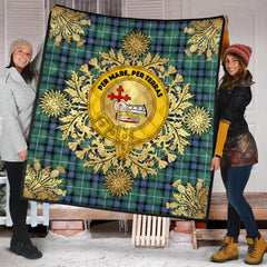 MacDonald of the Isles Hunting Ancient Tartan Crest Premium Quilt - Gold Thistle Style