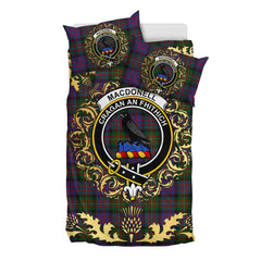MacDonell of Glengarry Tartan Crest Bedding Set - Golden Thistle Style
