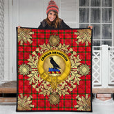 MacDonnell Of Keppoch Modern Tartan Crest Premium Quilt - Gold Thistle Style