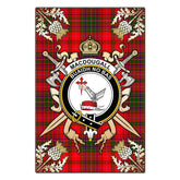 MacDougall Modern Tartan Crest Black Garden Flag - Gold Thistle Style